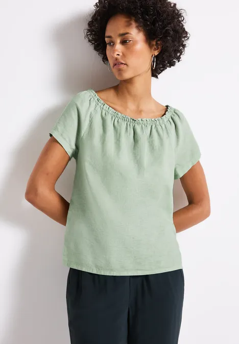 Leinenmix-Bluse soft jade green