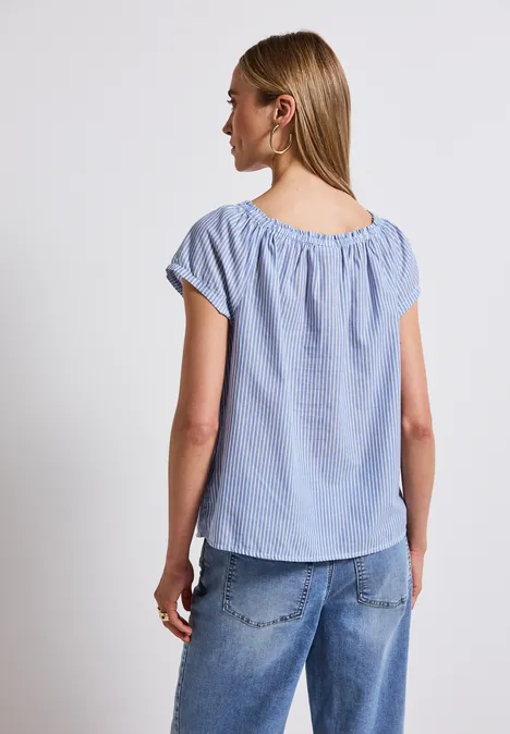 Gestreifte Baumwoll-Bluse original blue