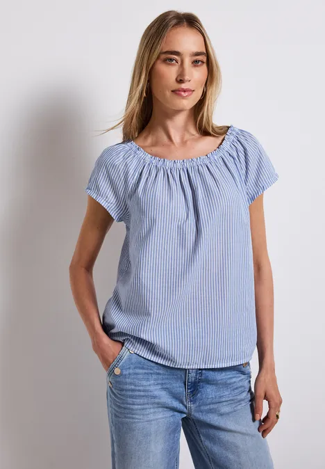 Gestreifte Baumwoll-Bluse original blue
