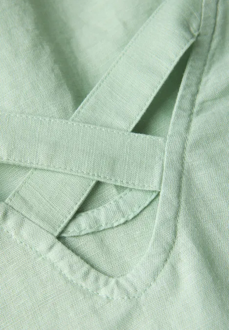 Leinenmix-Bluse mit Bändern soft jade green