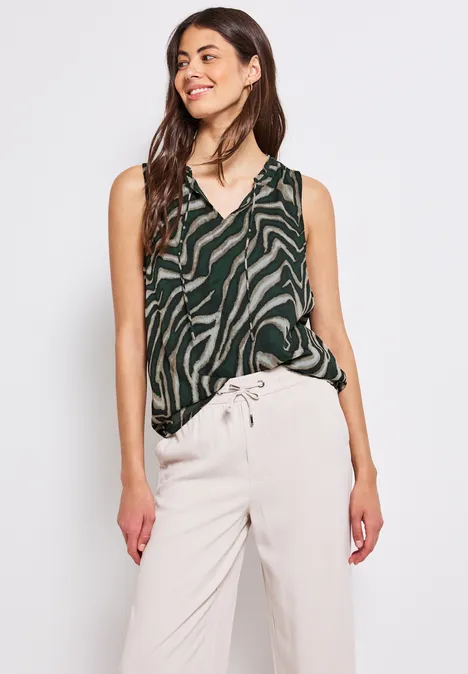 Chiffon Blusentop mit Print pine grove green