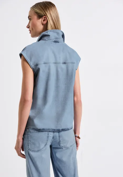Jeansbluse im Bleached-Look Ultra Bleached Random Washed