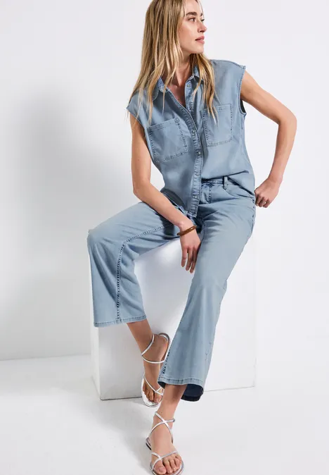 Jeansbluse im Bleached-Look Ultra Bleached Random Washed