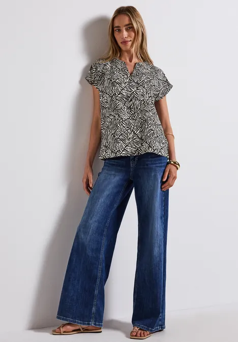 Bluse mit Minimal Print pine grove green