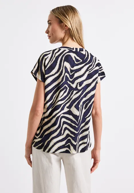 Gemusterte Bluse deep blue