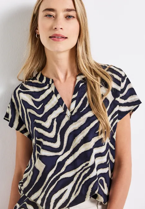 Gemusterte Bluse deep blue