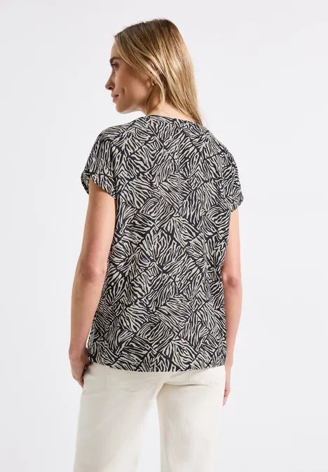 Gemusterte Bluse deep blue