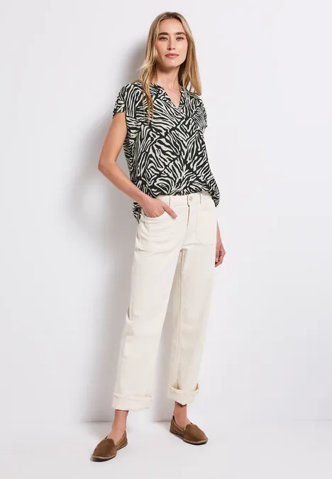 Gemusterte Bluse deep blue
