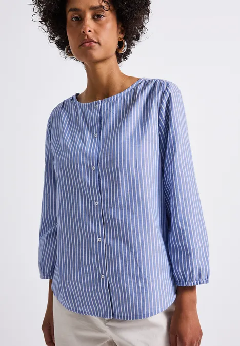Gestreifte Bluse mit Glitzer original blue