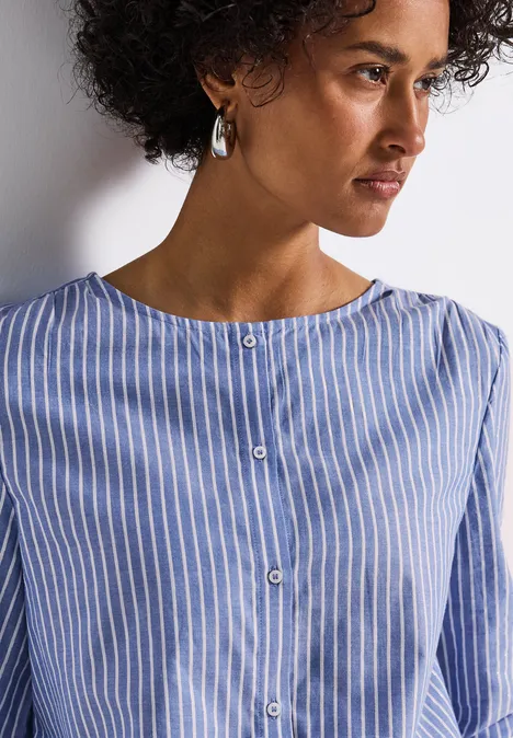 Gestreifte Bluse mit Glitzer original blue