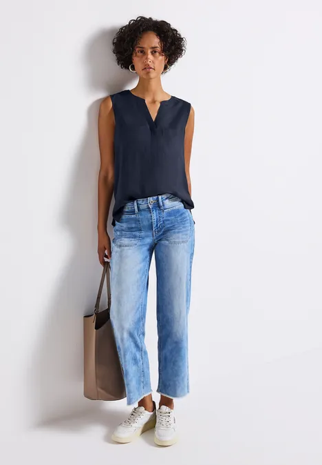Blusentop mit Brusttaschen deep blue