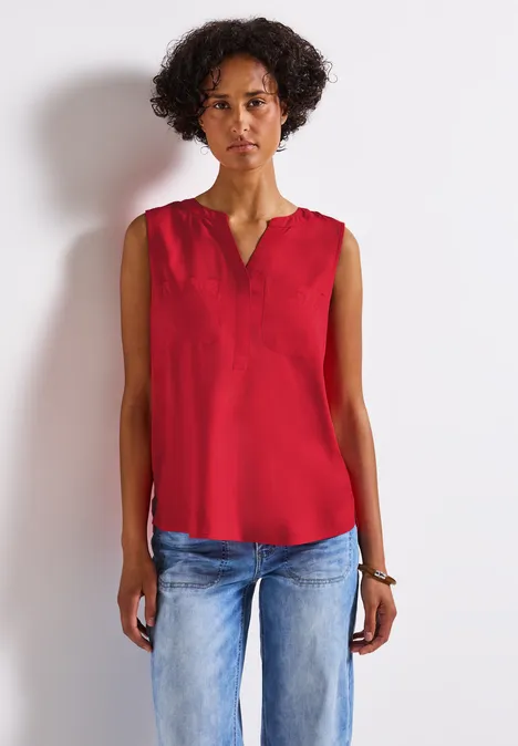 Blusentop mit Brusttaschen glory red