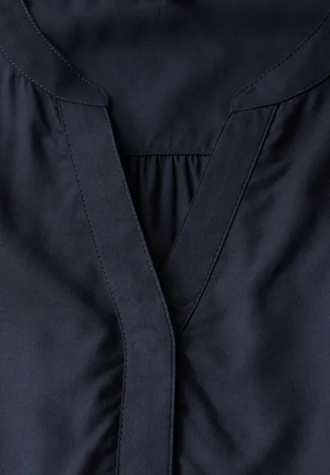Blusentop in Unifarbe deep blue