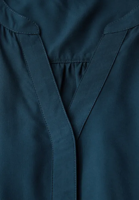 Blusentop in Unifarbe tide blue