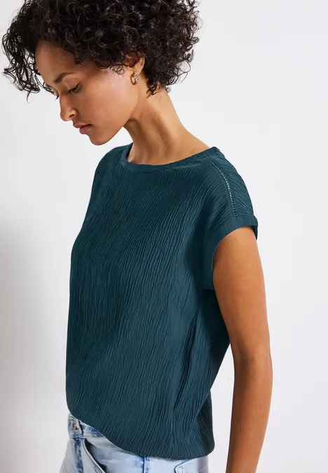 Blusenshirt mit Tapedetails tide blue