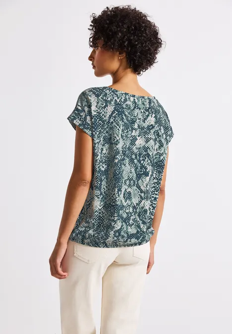 Snake Print Bluse mit Tape arona blue