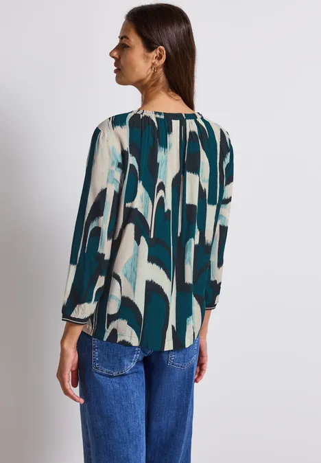 Ikat Tunika mit Tape-Details tide blue