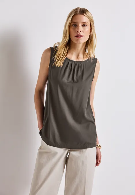 Blusentop mit Raffung nomad brown