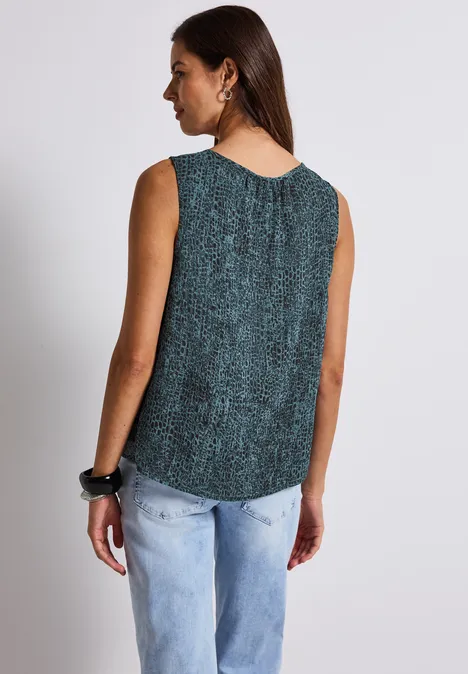 Chiffon Blusentop mit Print deepwater blue