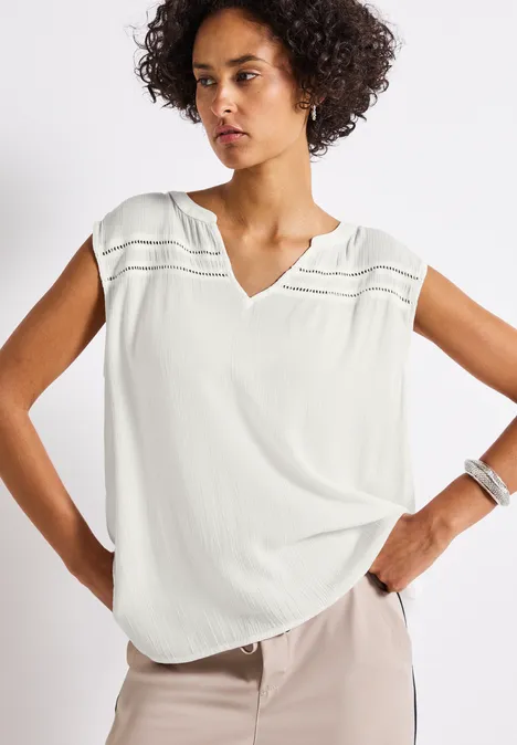 Crinkle Blusentop mit Tape off white