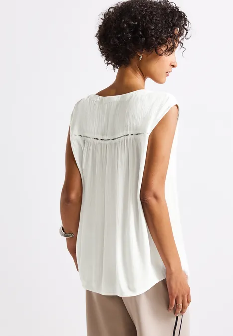 Crinkle Blusentop mit Tape off white