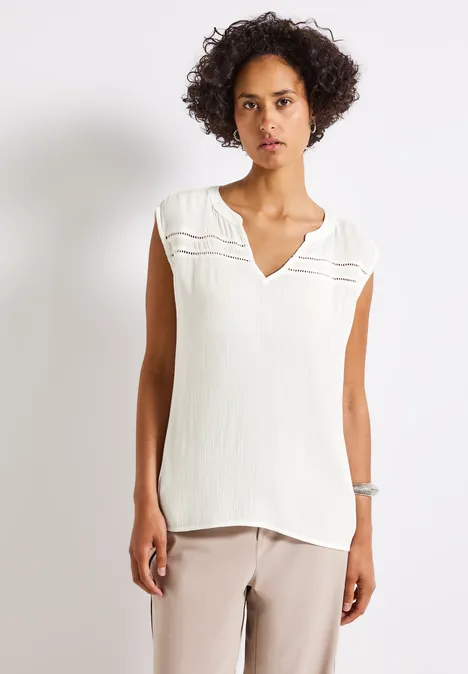 Crinkle Blusentop mit Tape off white
