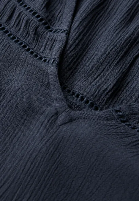 Crinkle Blusentop mit Tape deepwater blue