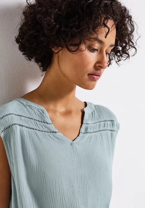 Crinkle Blusentop mit Tape arona blue