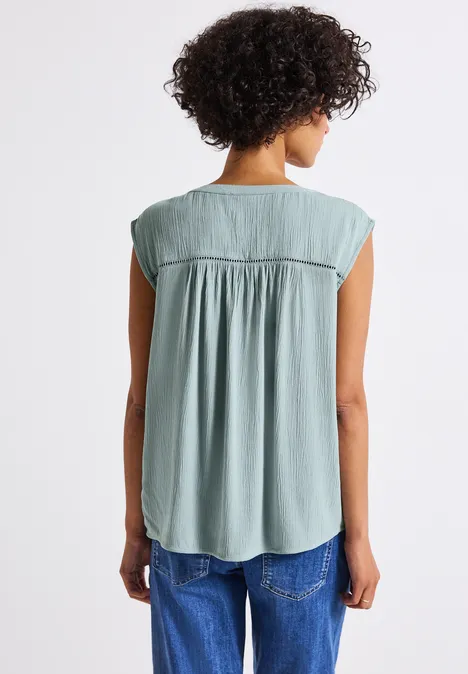 Crinkle Blusentop mit Tape arona blue