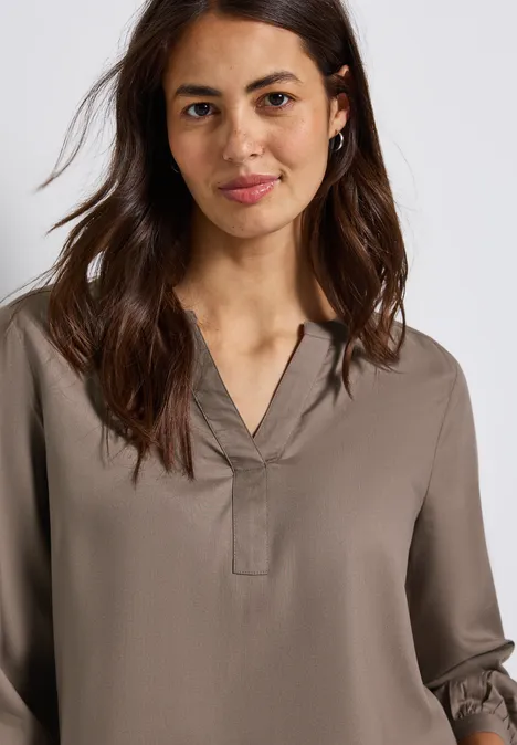 Split Neck Tunika silk brown