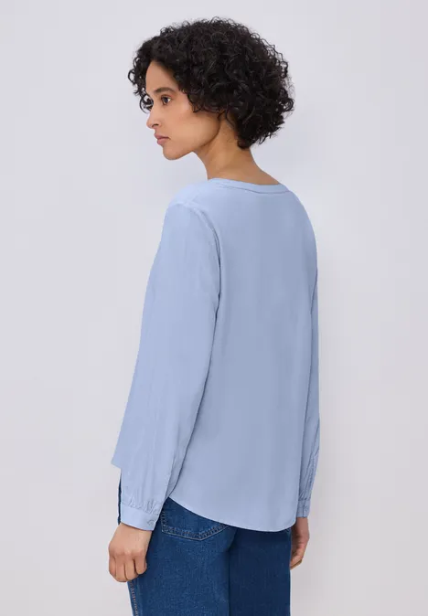 Tuniek met gespleten hals cashmere blue