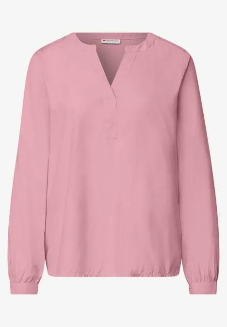 Tuniek met V-hals vintage blush Rosa Bluse mit V-Ausschnitt, langen Ärmeln und elastischen Bündchen.