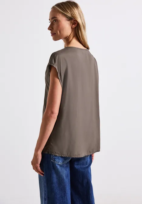 V-Neck Blusenshirt nomad brown