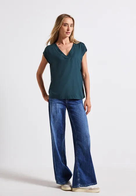 V-Neck Blusenshirt tide blue