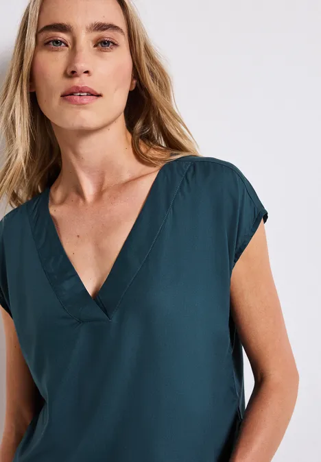V-Neck Blusenshirt tide blue