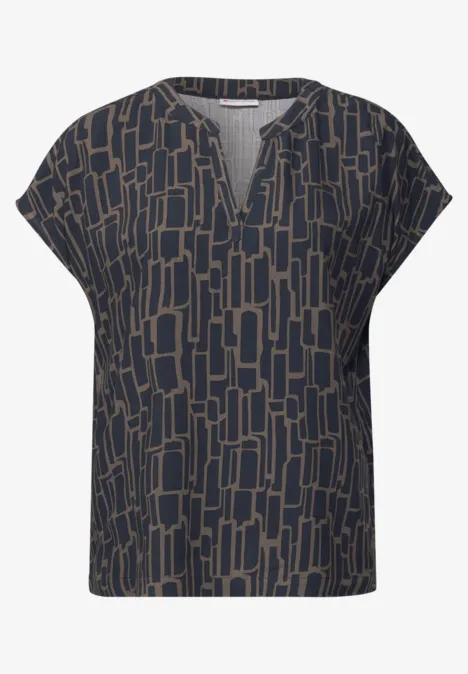Gemustertes Blusenshirt deepwater blue