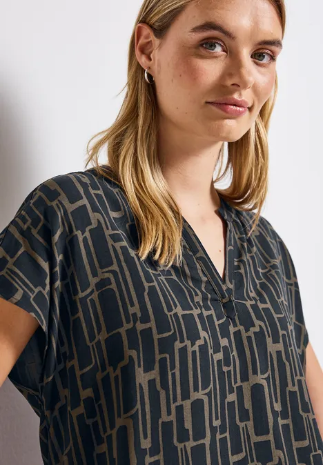 Gemustertes Blusenshirt deepwater blue
