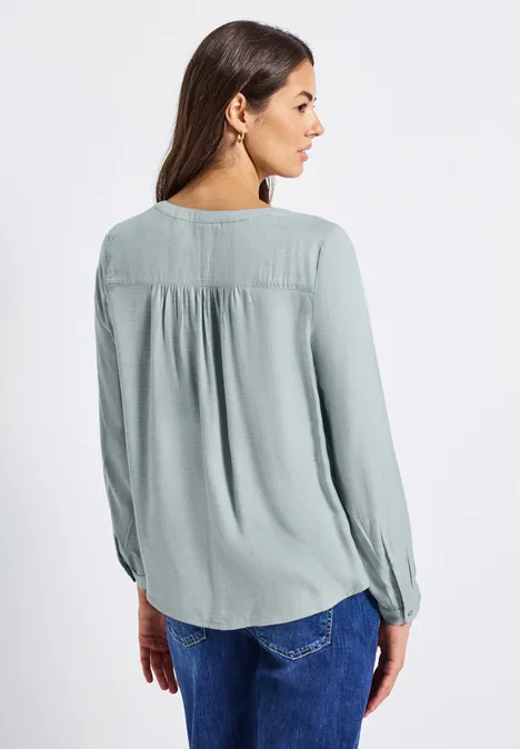 Split Neck Melange Tunika nile blue mel.