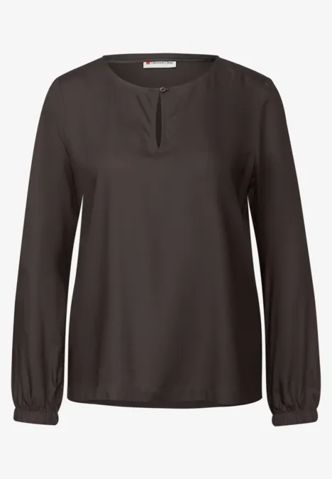 Rundhalsbluse mit Cut-Out deep roast brown