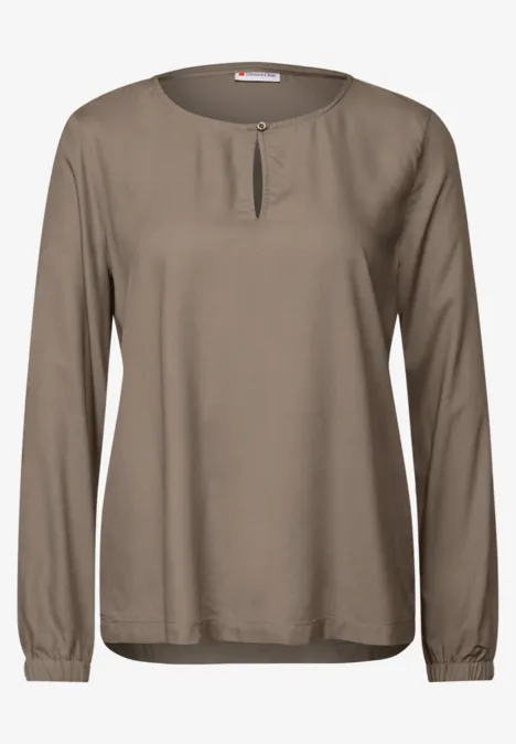 Rundhalsbluse mit Cut-Out bark brown