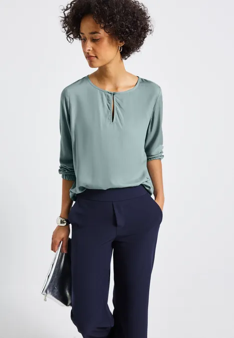 Rundhalsbluse mit Cut-Out arona blue