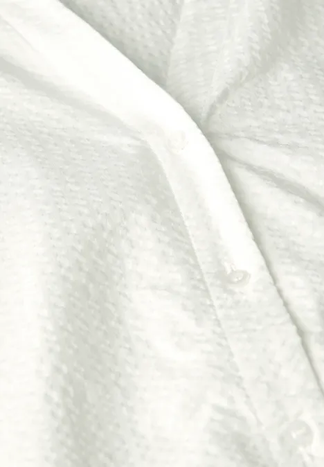 Split Neck Seersucker Bluse off white