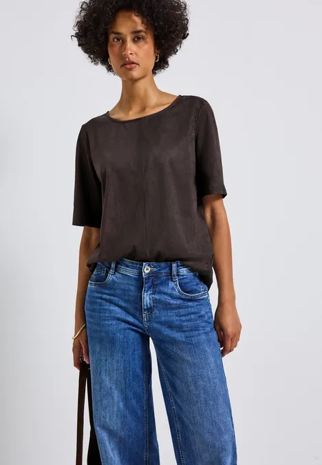 Velours Blusenshirt deep roast brown