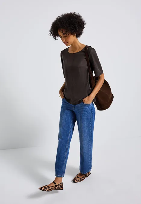 Velours Blusenshirt deep roast brown