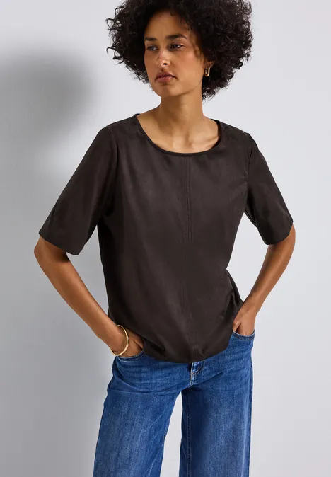 Velours Blusenshirt deep roast brown