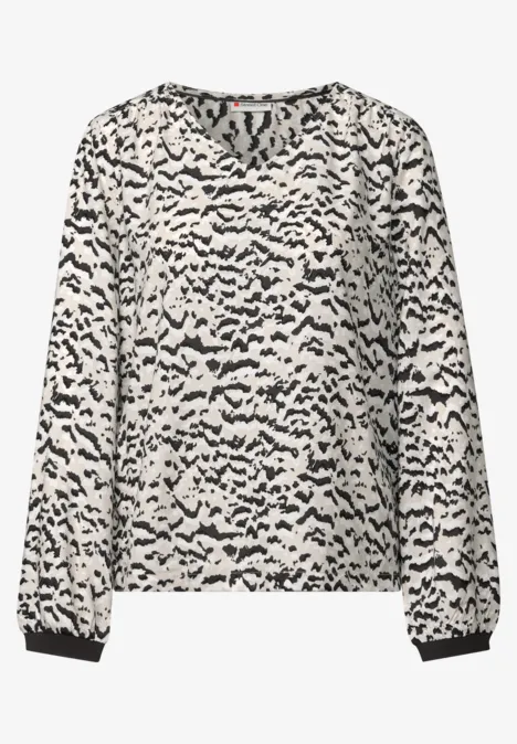 Blouse à col en V avec bande morning beige