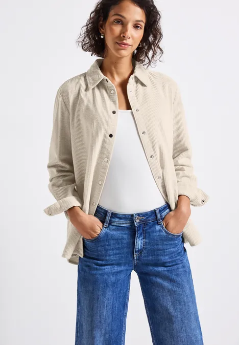 Cord Longblouse malted beige