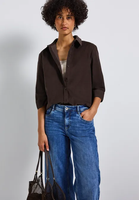 Cord Hemdbluse deep roast brown