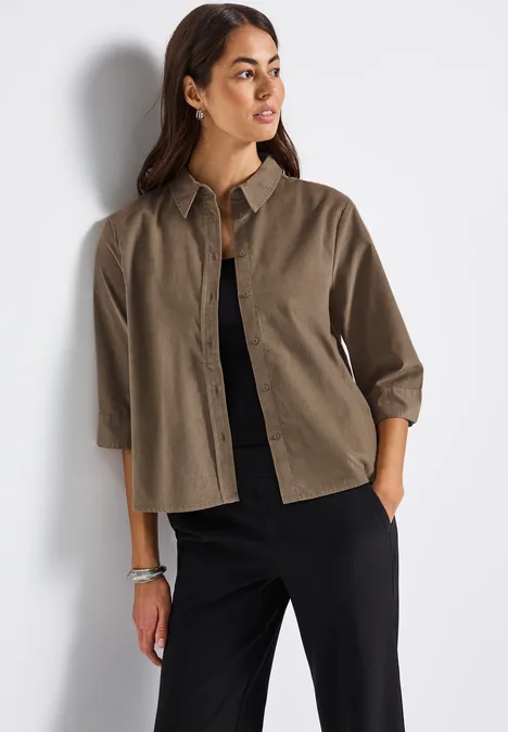 Mini-Cord Hemdbluse bark brown