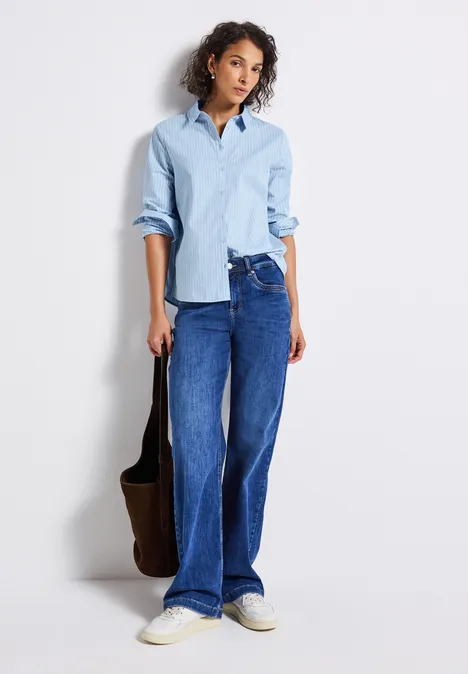 Gestreifte Business Bluse original blue
